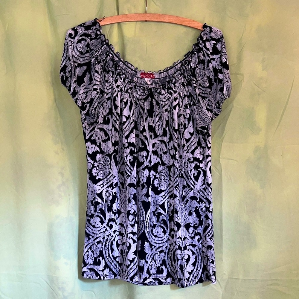 Carol Rose Black and Gray Floral Blouse - Picture 3 of 7